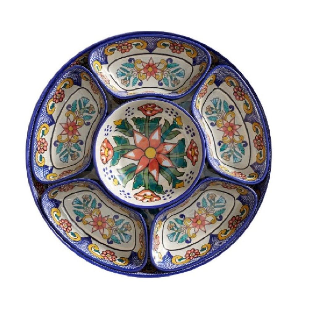 Pottery Barn Del Sol Melamine Sectioned Serving Platter Brand New Gorgeo…